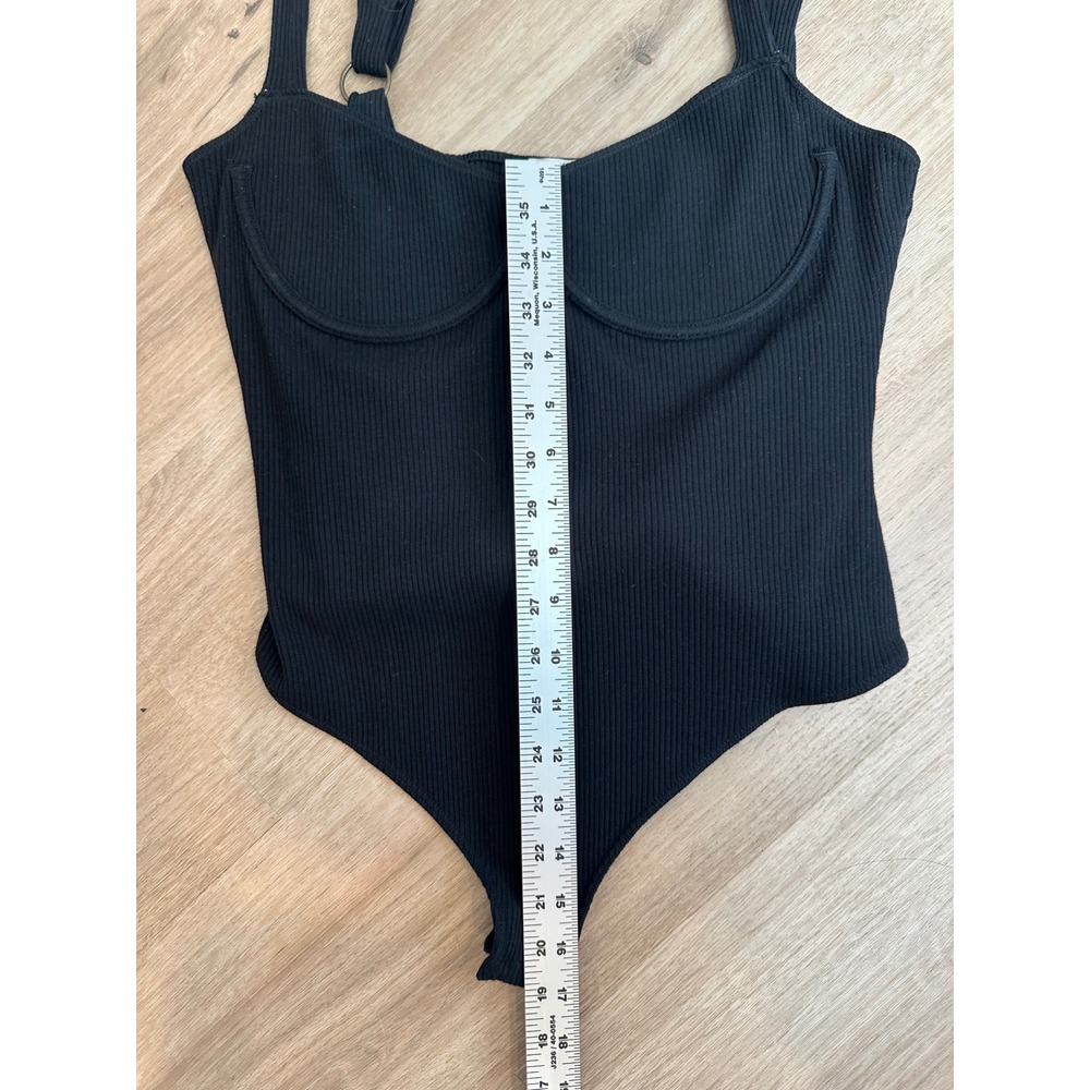 Free People Bodysuit Womens XS Black Ribbed Bustier O-Ring‎ Intimately Sexy Edgy - Picture 10 of 16